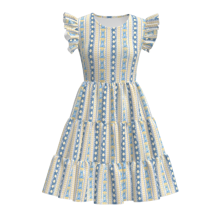 Easter all-over printed splicing dress for women
