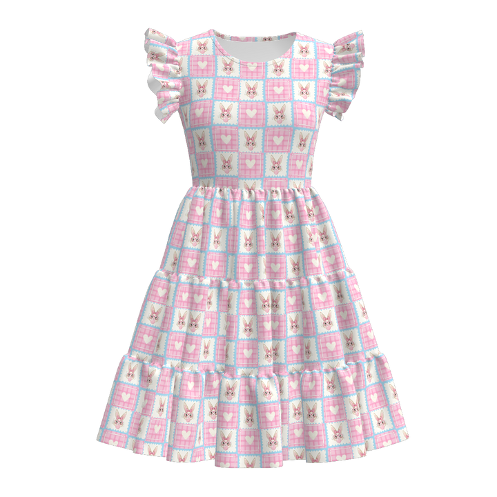 Easter all-over printed splicing dress for women