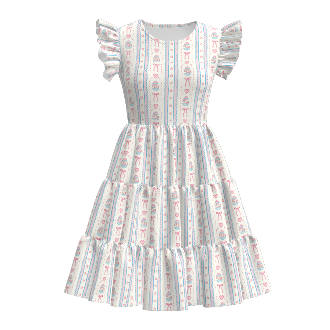 Easter all-over printed splicing dress for women