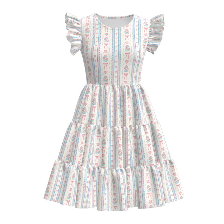 Easter all-over printed splicing dress for women