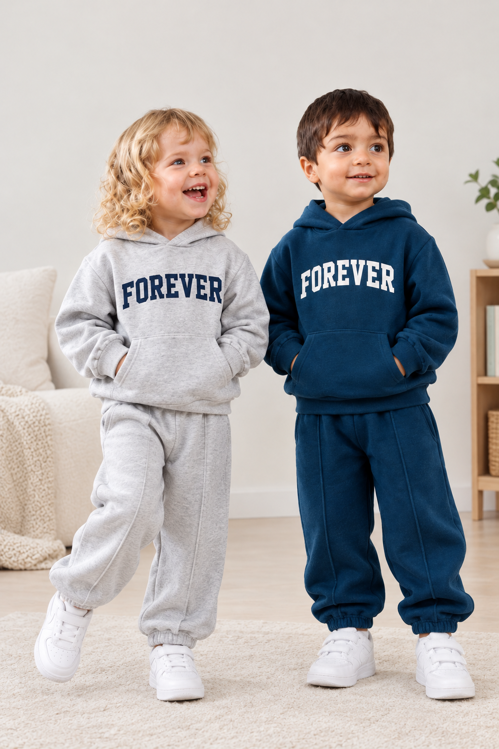 Kids Fleece-Lined Pullover Hoodie &amp; Sweatpants 2PCS Set
