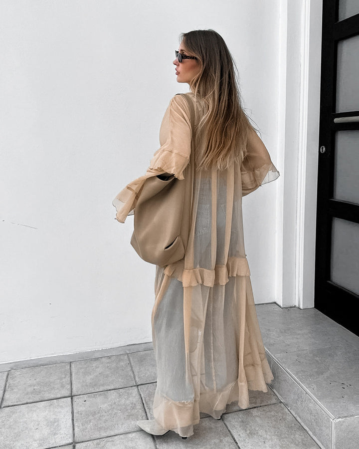 Flowy See-through chiffon dress Flounced Chiffon Dress