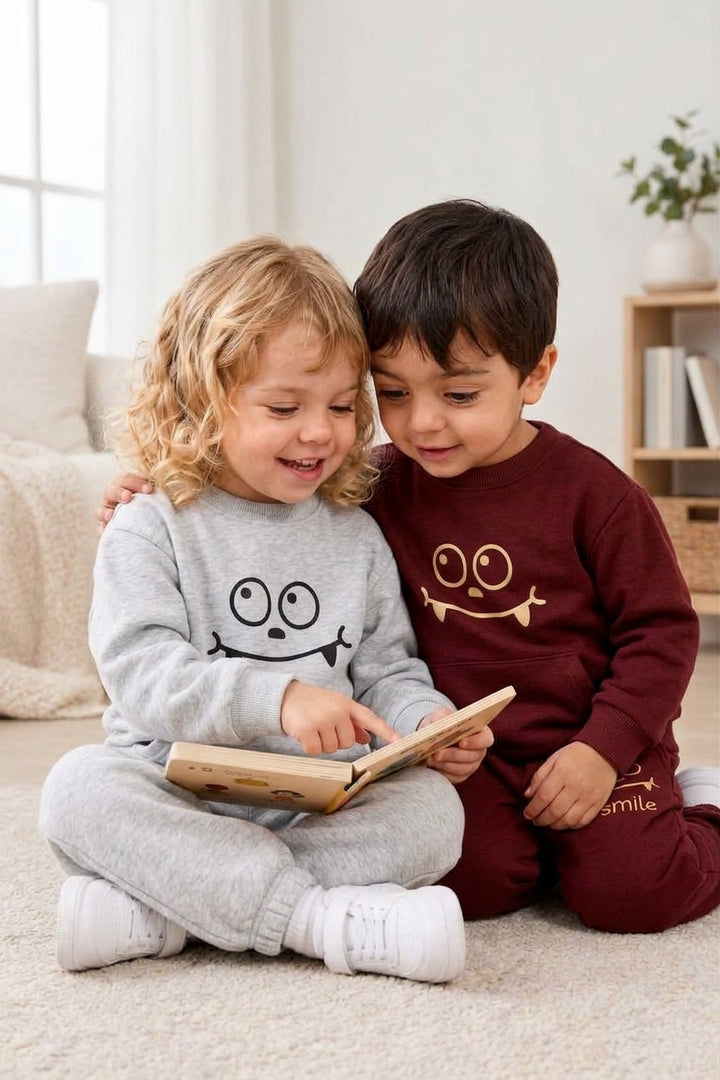 Kids Cute Cartoon Monster Smile Sweatshirt &amp; Pants Set