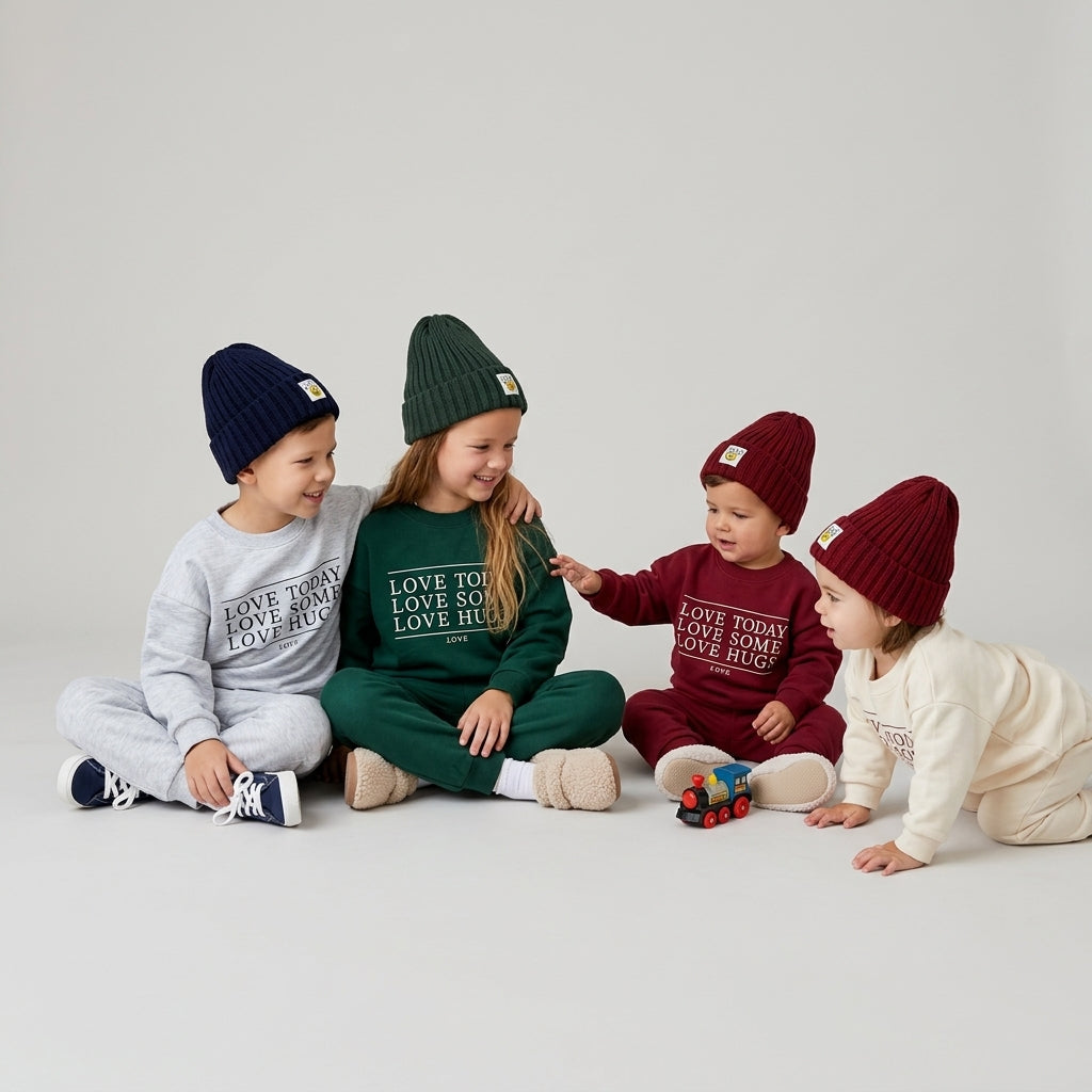 Kids Love Hugs Print Sweatshirt and Sweatpants Set