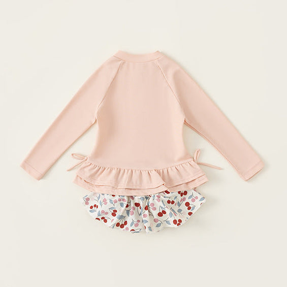Girls Bowknot Long Sleeve Swimsuit Two-piece Set