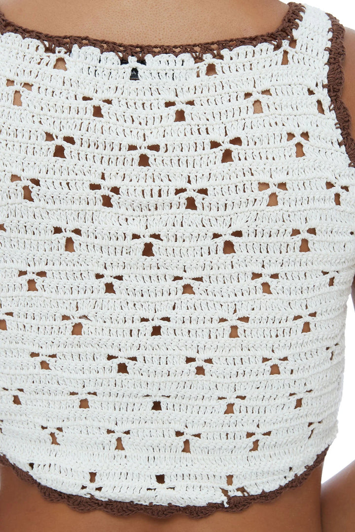 Knit Front Tie Crochet top& skirt set beach cover up