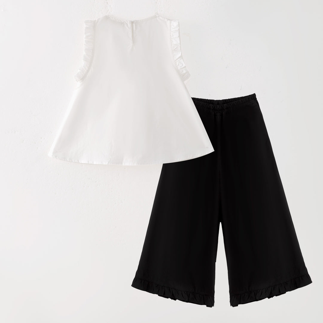 Girls cotton sleeveless Top&Wide Leg Pants Set