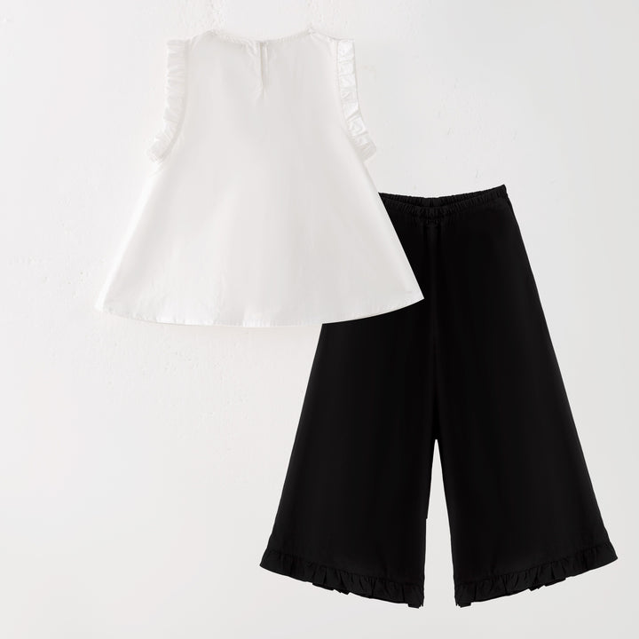 Girls cotton sleeveless Top&Wide Leg Pants Set