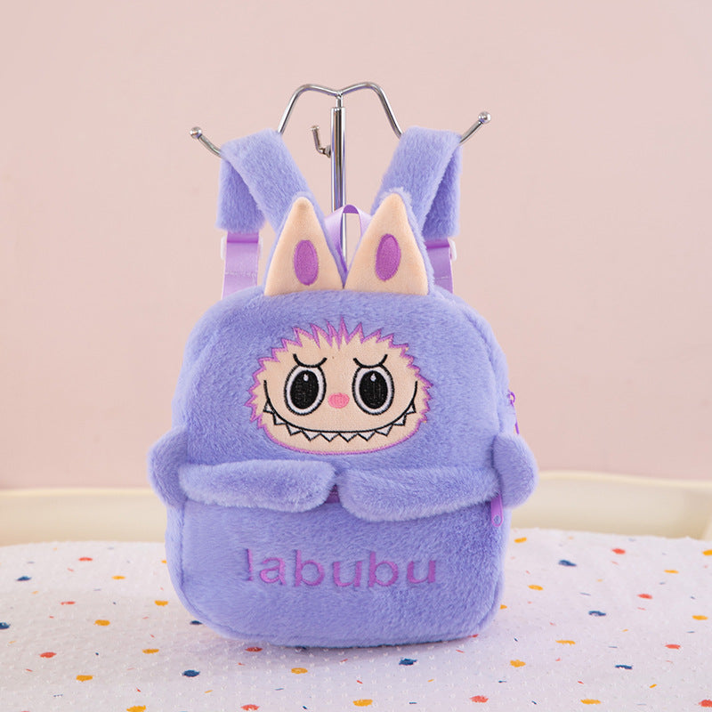 Cartoon labubu furry backpack children's plush backpack