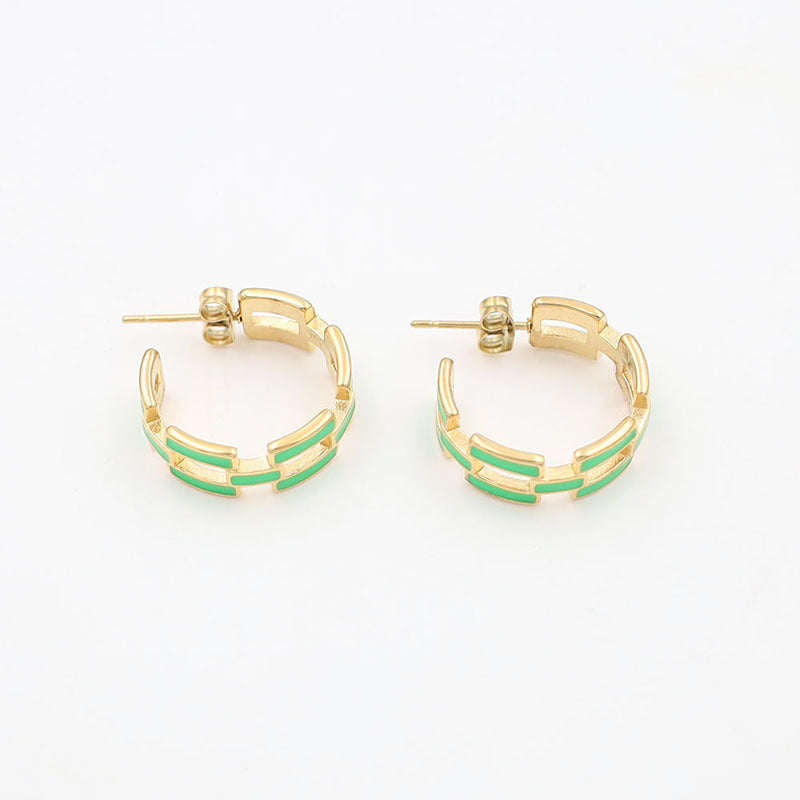 Hollow chain oil drop Hoops earrings