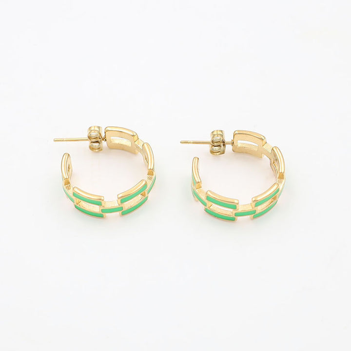 Hollow chain oil drop Hoops earrings