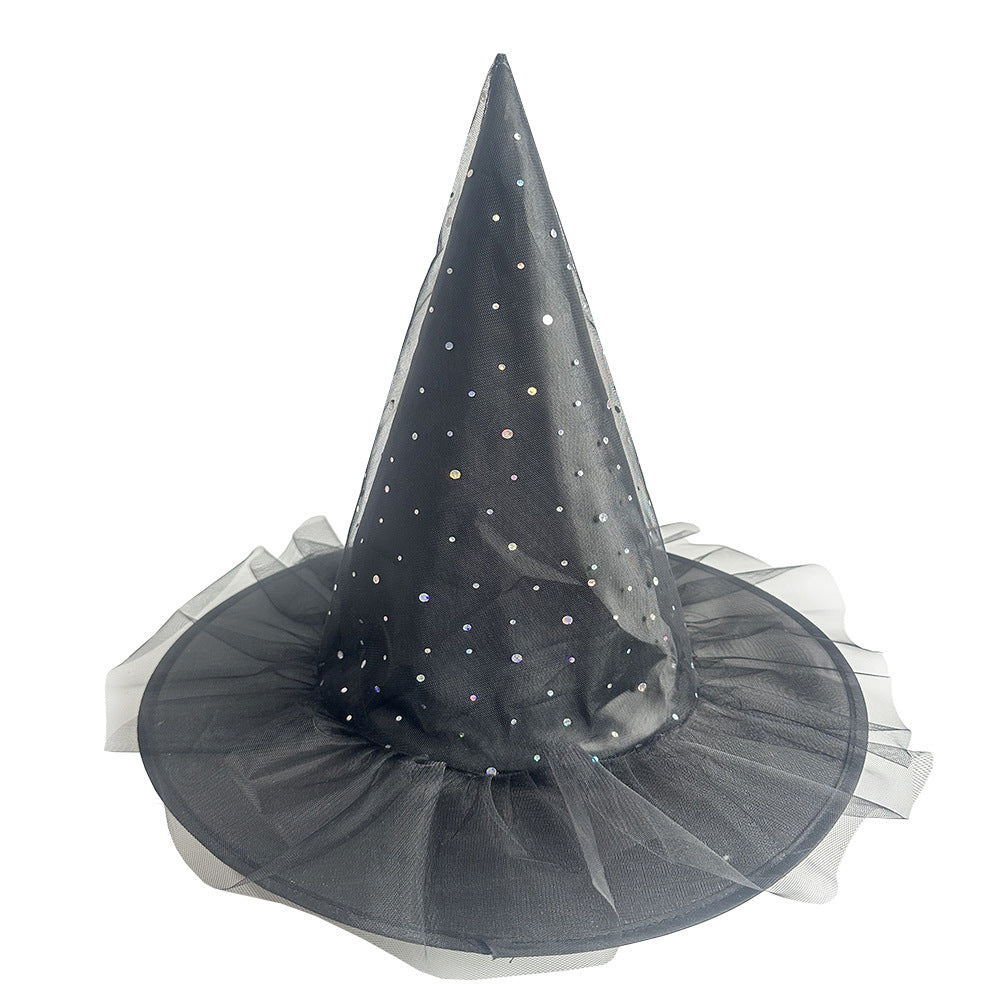 Halloween Glitter Mesh Witch Hat Party dress hat