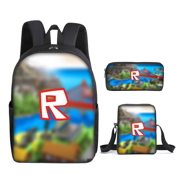 Roblox theme schoolbag students backpack 3pcs set