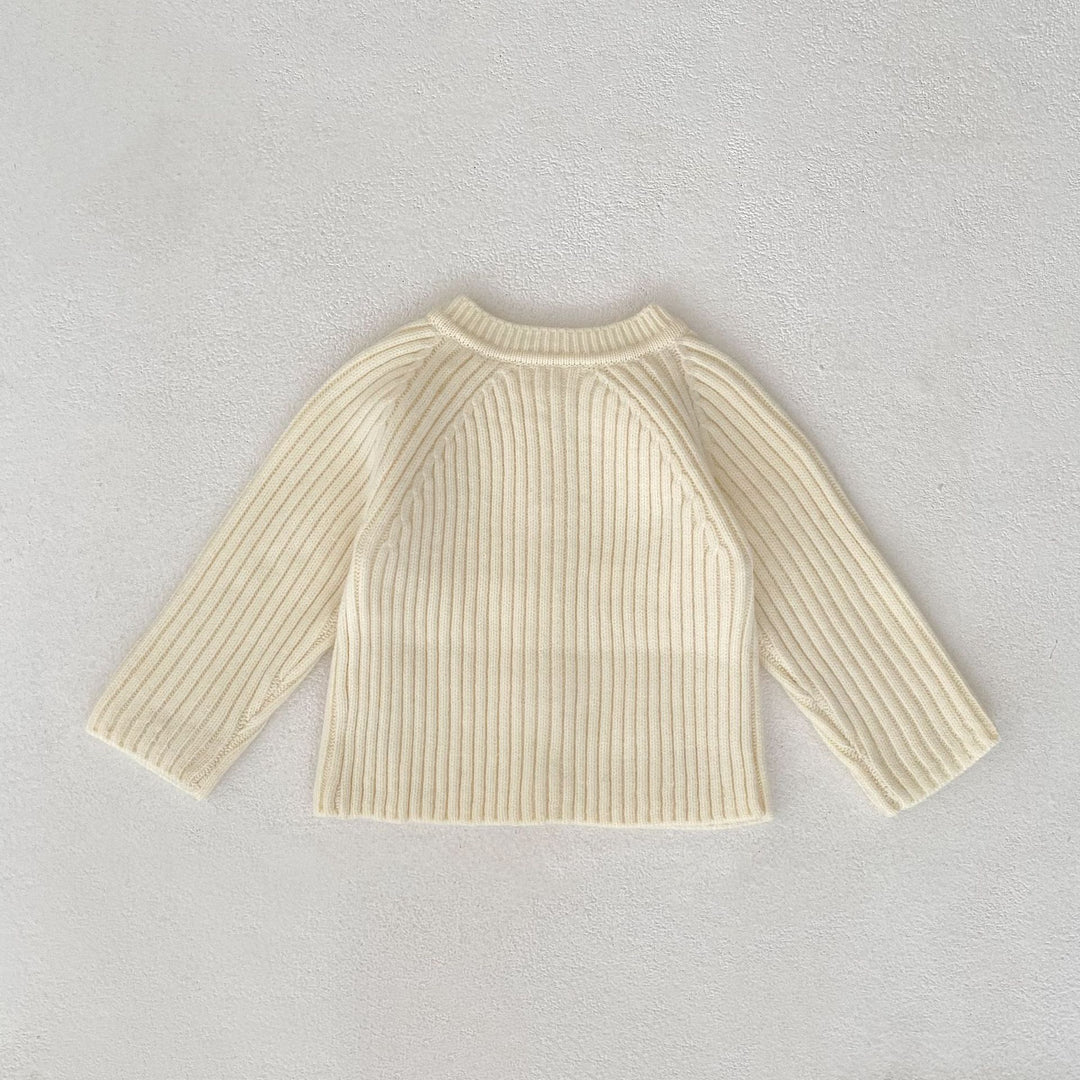 Baby solid color knitted thickened cardigan