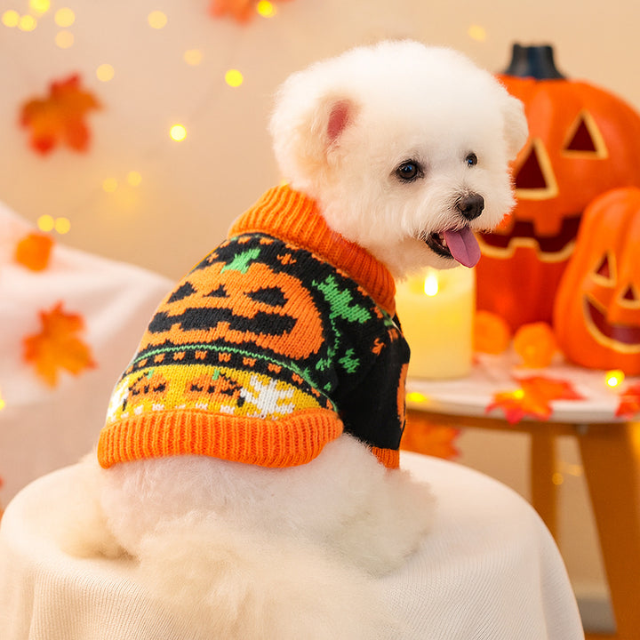 Halloween Pumpkin knitted sweater for pet