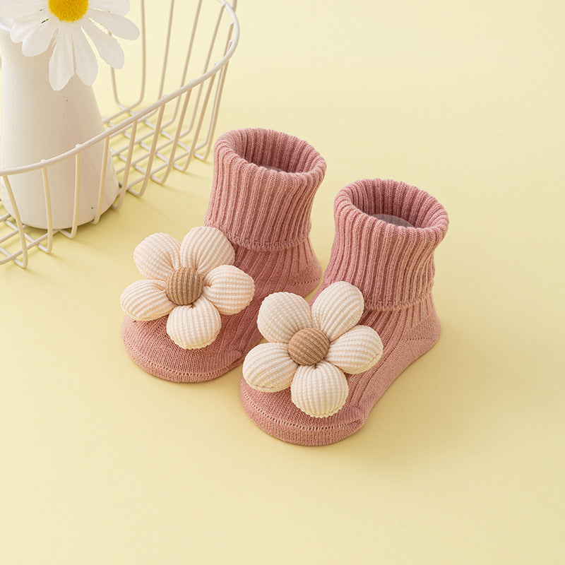 Newborn baby non-slip cotton flower socks