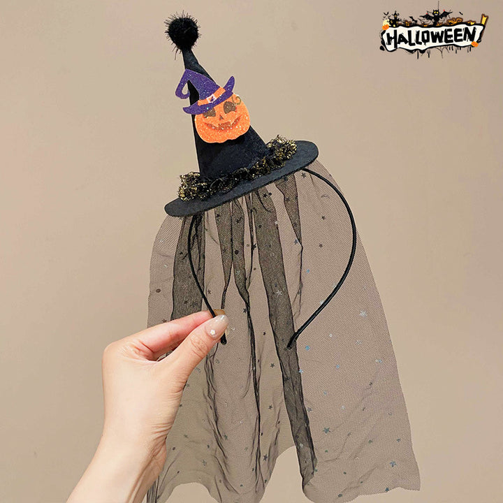 Halloween funny pumpkin witch hat headband for kids