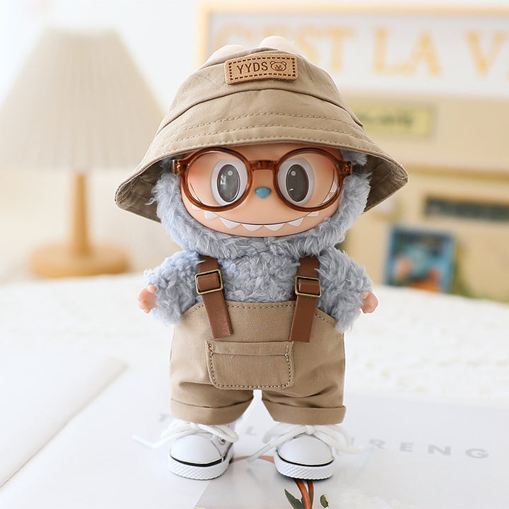 Summer overalls 4pcs set for labubu dolls clothes