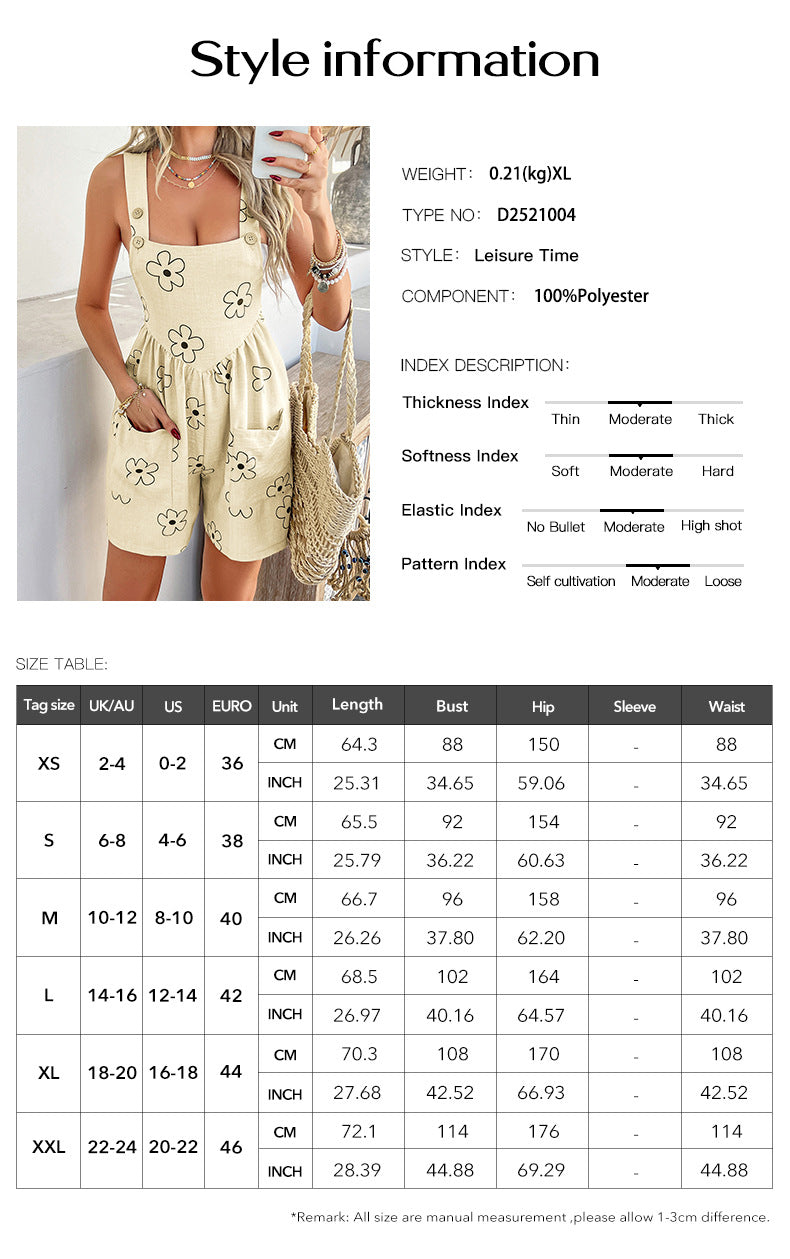 Flower printed Bowknot Overalls for women