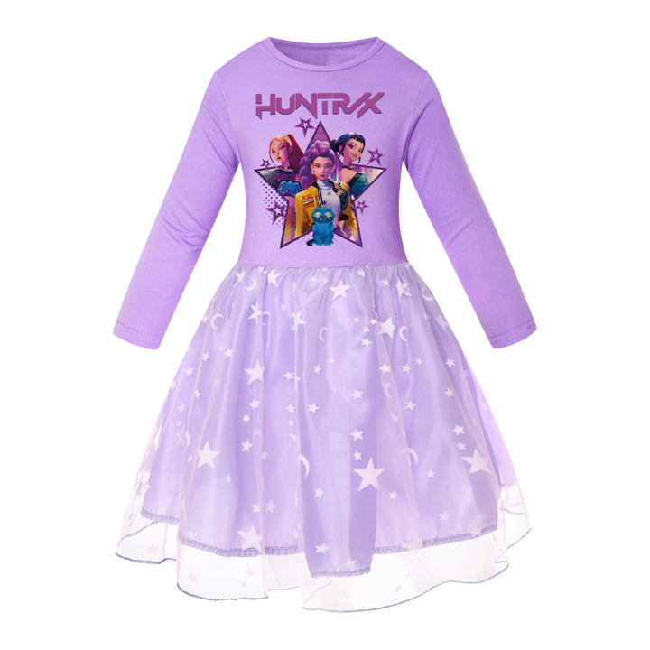 KDH K-pop inspired long sleeve tulle dress for girls
