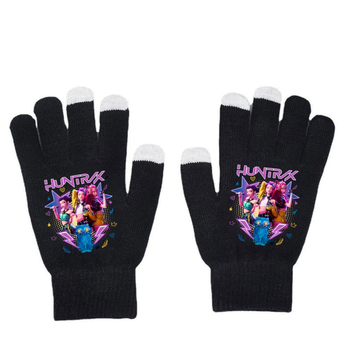 KPOP demon hunters Printed Knitted Touch Screen Gloves