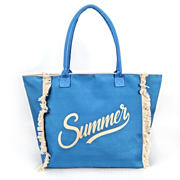Summer Tassel large-capacity beach tote bag