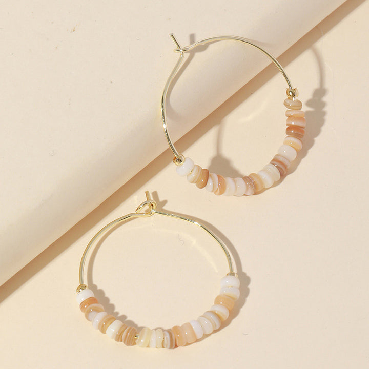 Beach Days Multi Bead Gold Hoop Earrings