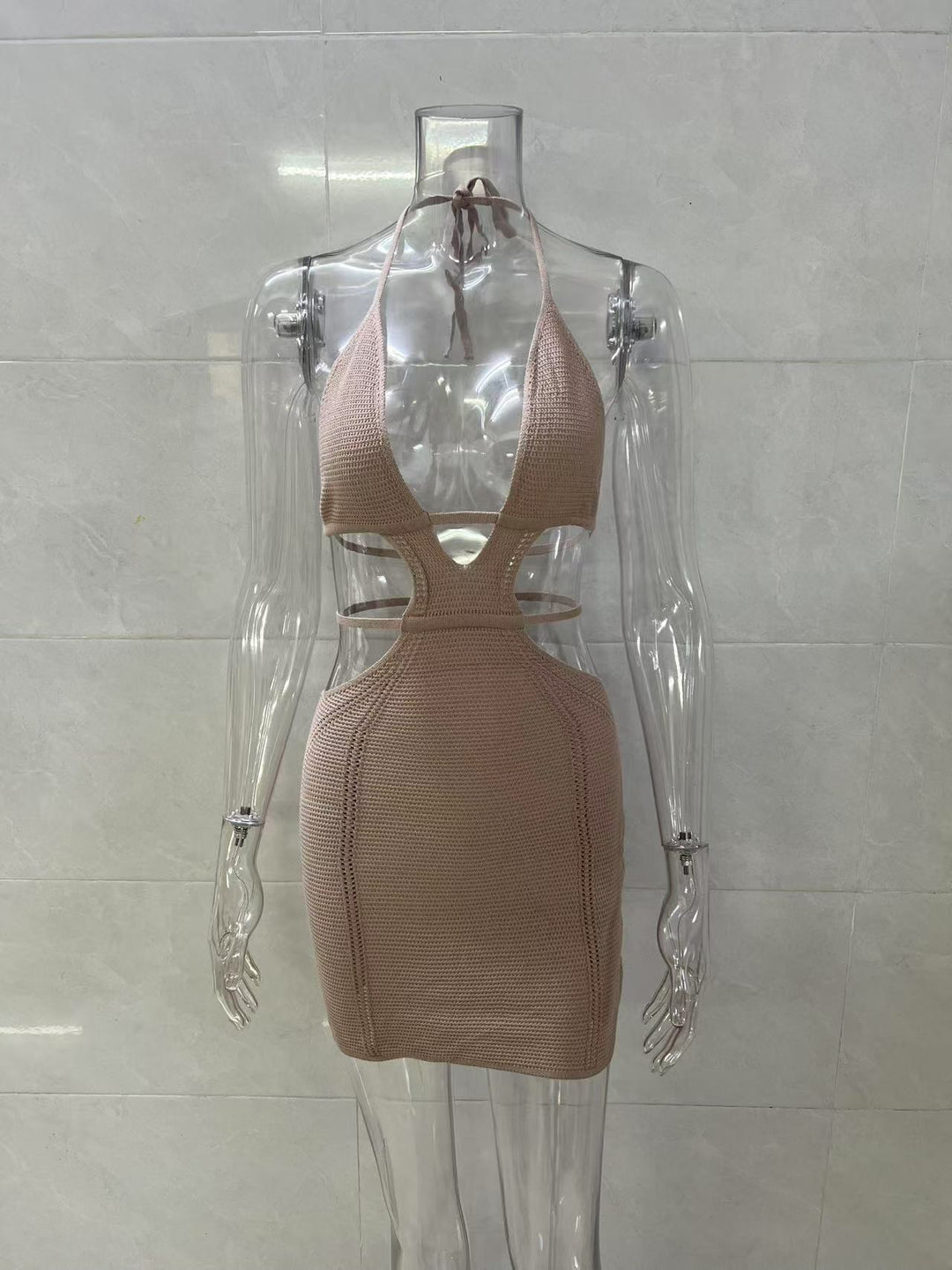 Sexy lace-up halter neck wrap chest beach dress