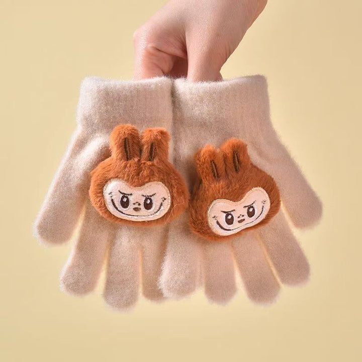 Labubu Five-finger warm knitted gloves for kids