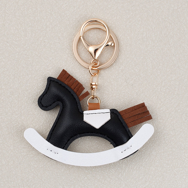 Childhood wooden horse keychain Rocking Horse pendant