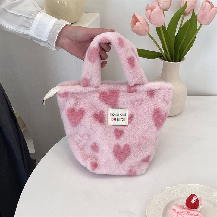 Plush furry small handbag for winter