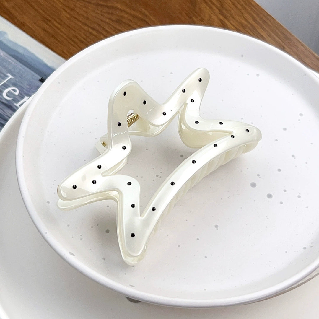 Pearlescent white Polka dot hair clip geometric Claw clip