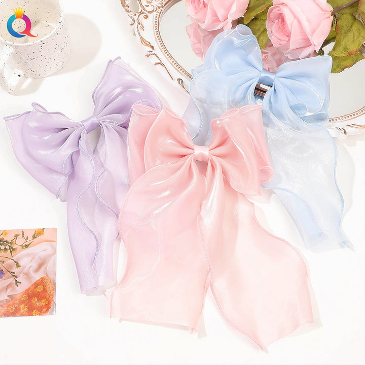 Pearlescent Mesh Hairbow Fairy Ribbon Bow Hair clip