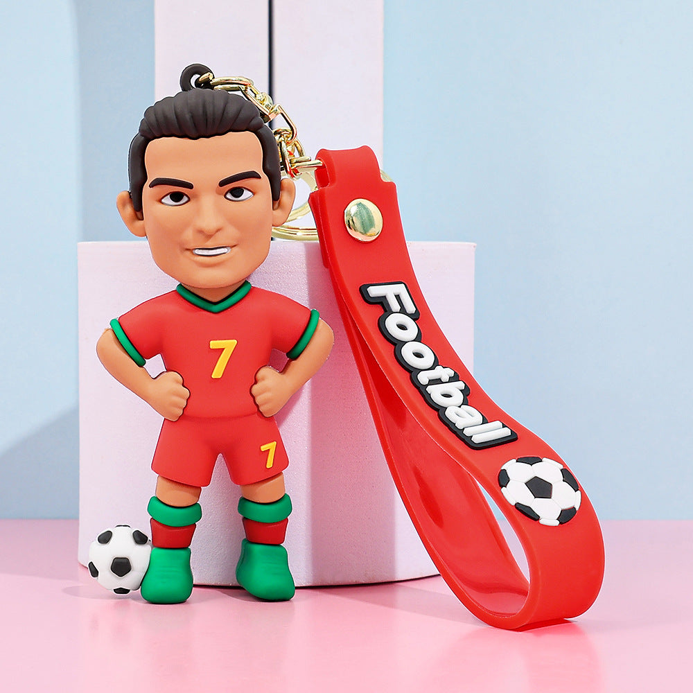 Football star character keychain Messi Ronaldo fan gift