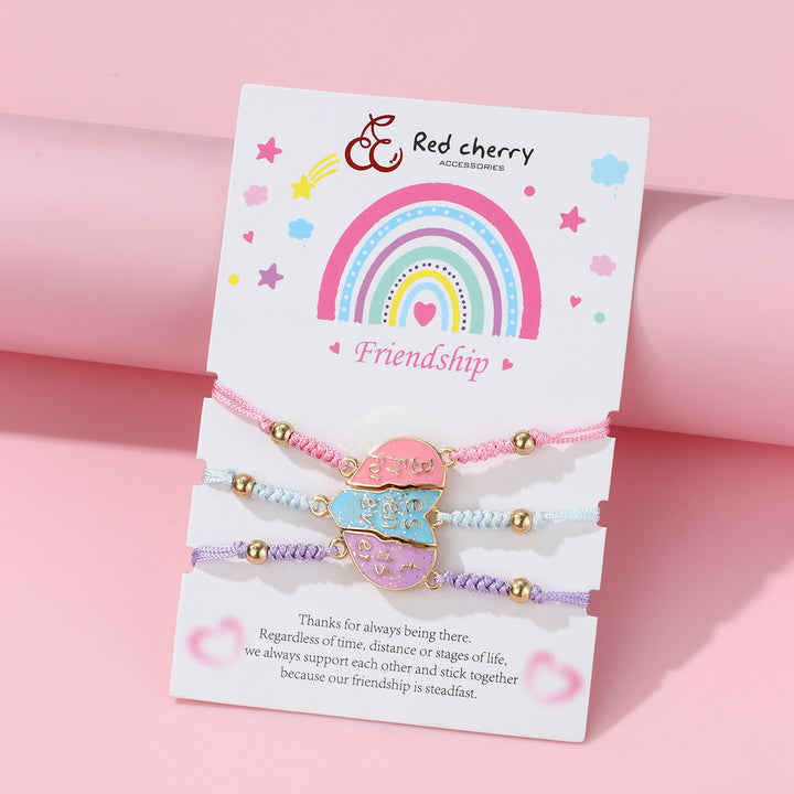 Valentine's Heart-shaped magnetic bracelets for best friends 3pcs set