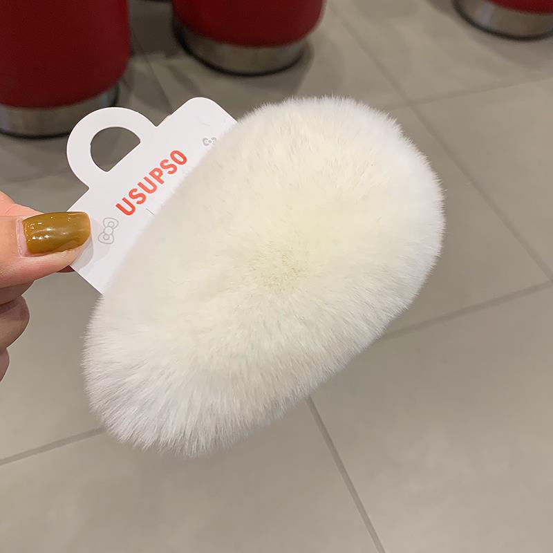 Furry plush hair clip for girls women