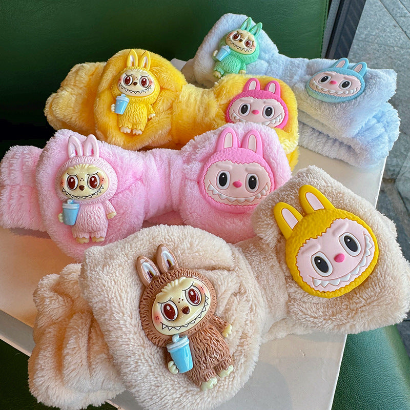 Cute labubu monster wash SPA headband makeup headband
