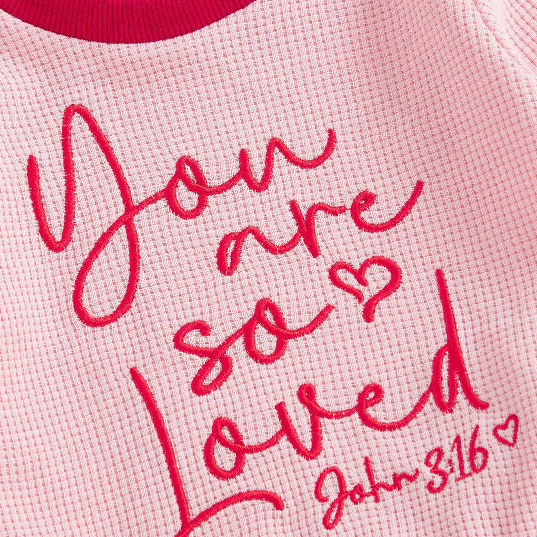 Valentine's waffle "you are so loved" sweatshirt pant 2pcs set