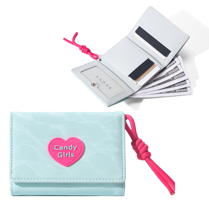 Candy girl PU leather tri-fold coin purse wallet