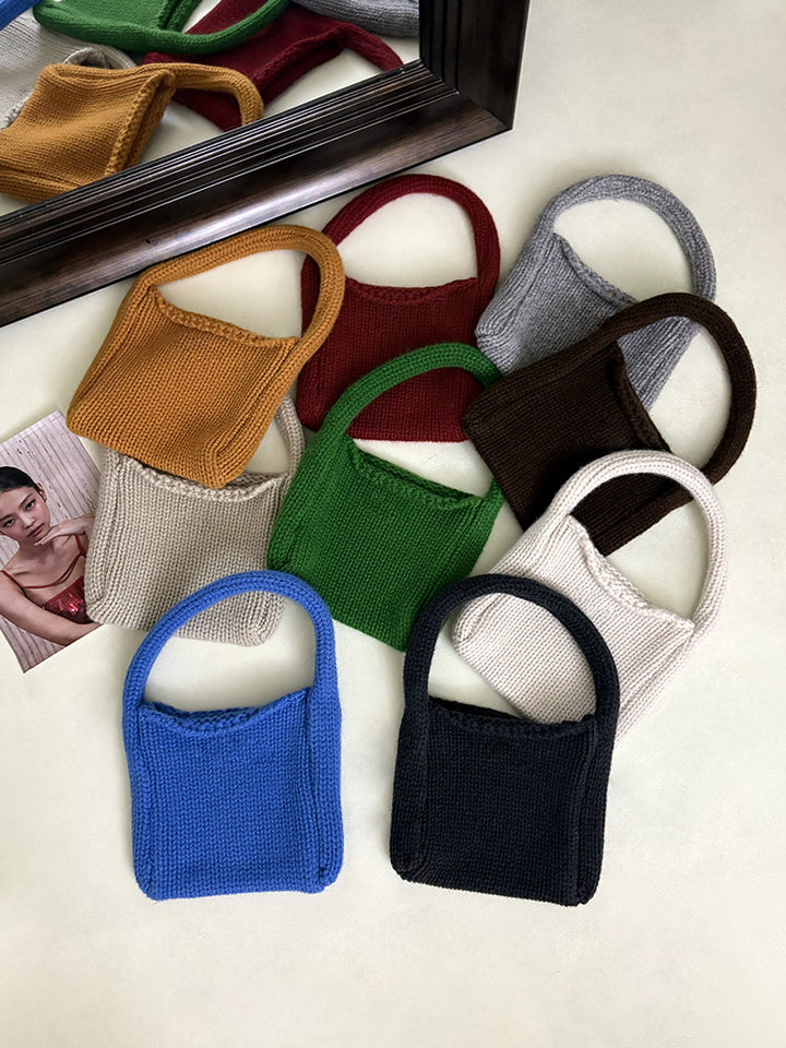 Wool knitted small handbags crocheted thick needle handbags