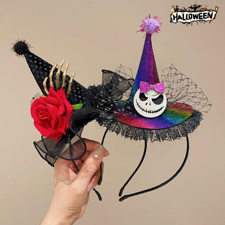 Halloween funny pumpkin witch hat headband for kids-2pcs set
