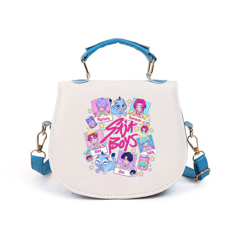 Kpop Demon Hunter small PU handbag shoulder bag-blue