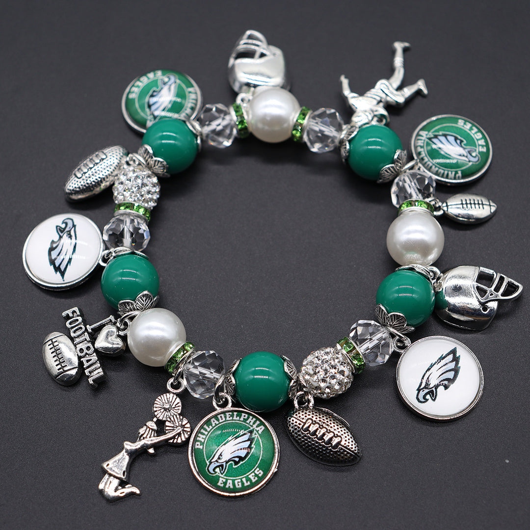 Football Game Day Alloy pendant beaded bracelets