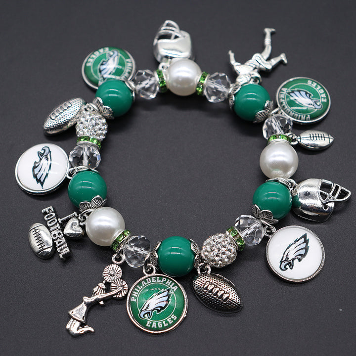 Football Game Day Alloy pendant beaded bracelets