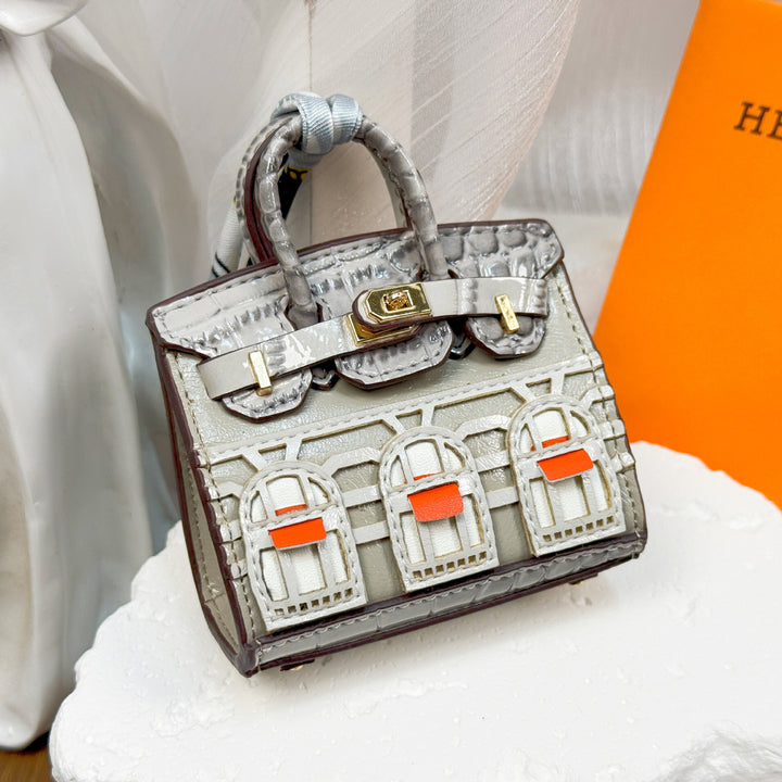 Mini House Bag Charm designer Bag Pendant-Oil wax series