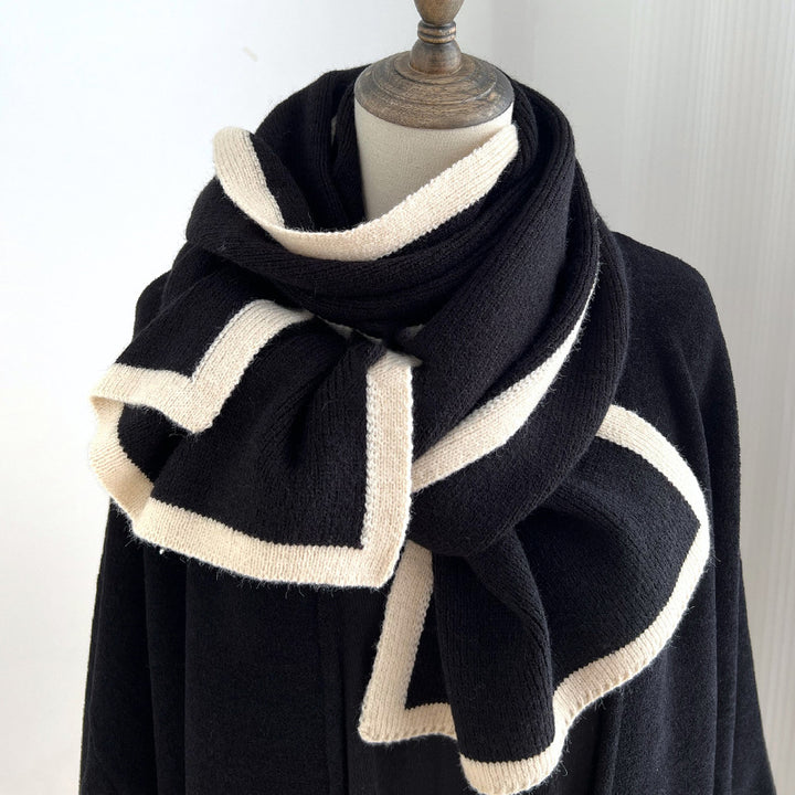 Contrast knitted scarf warm windproof  scarf