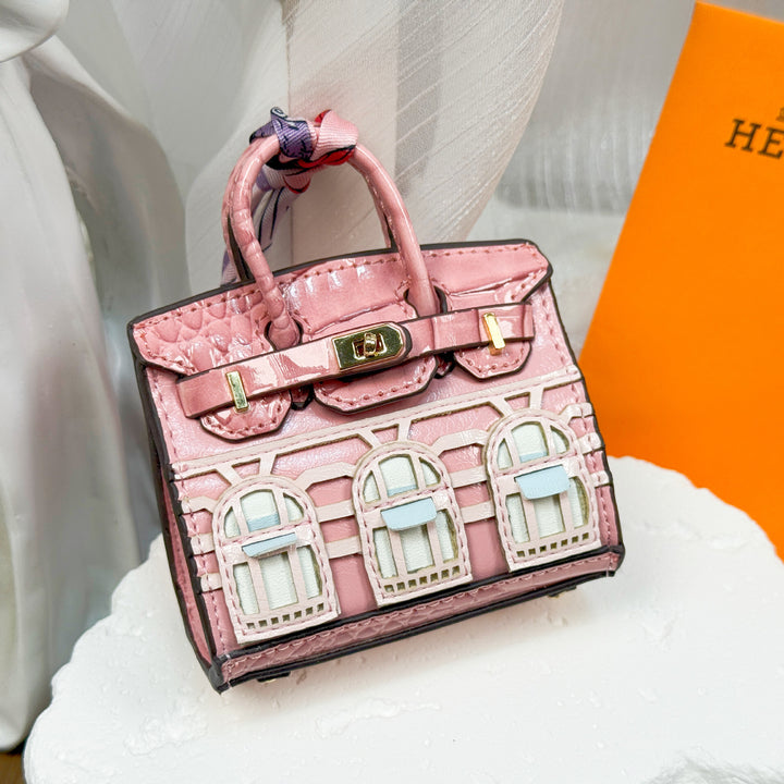 Mini House Bag Charm designer Bag Pendant-Oil wax series