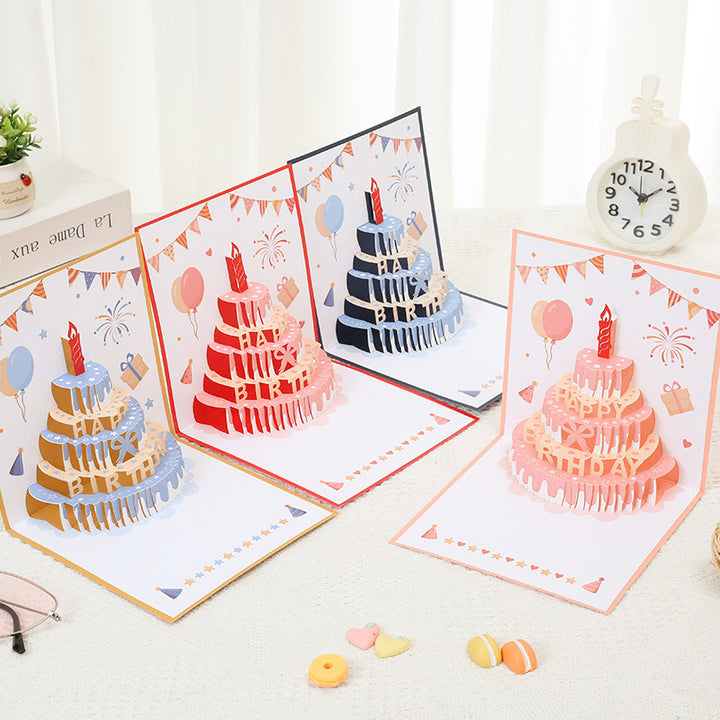 3D colorful birthday cake birthday card