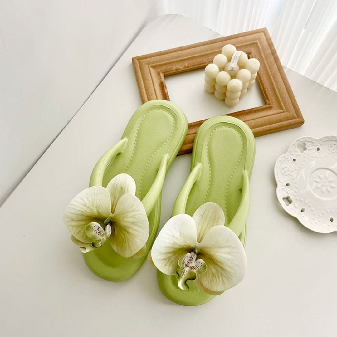 Phalaenopsis flip flops women's flower beach slippers