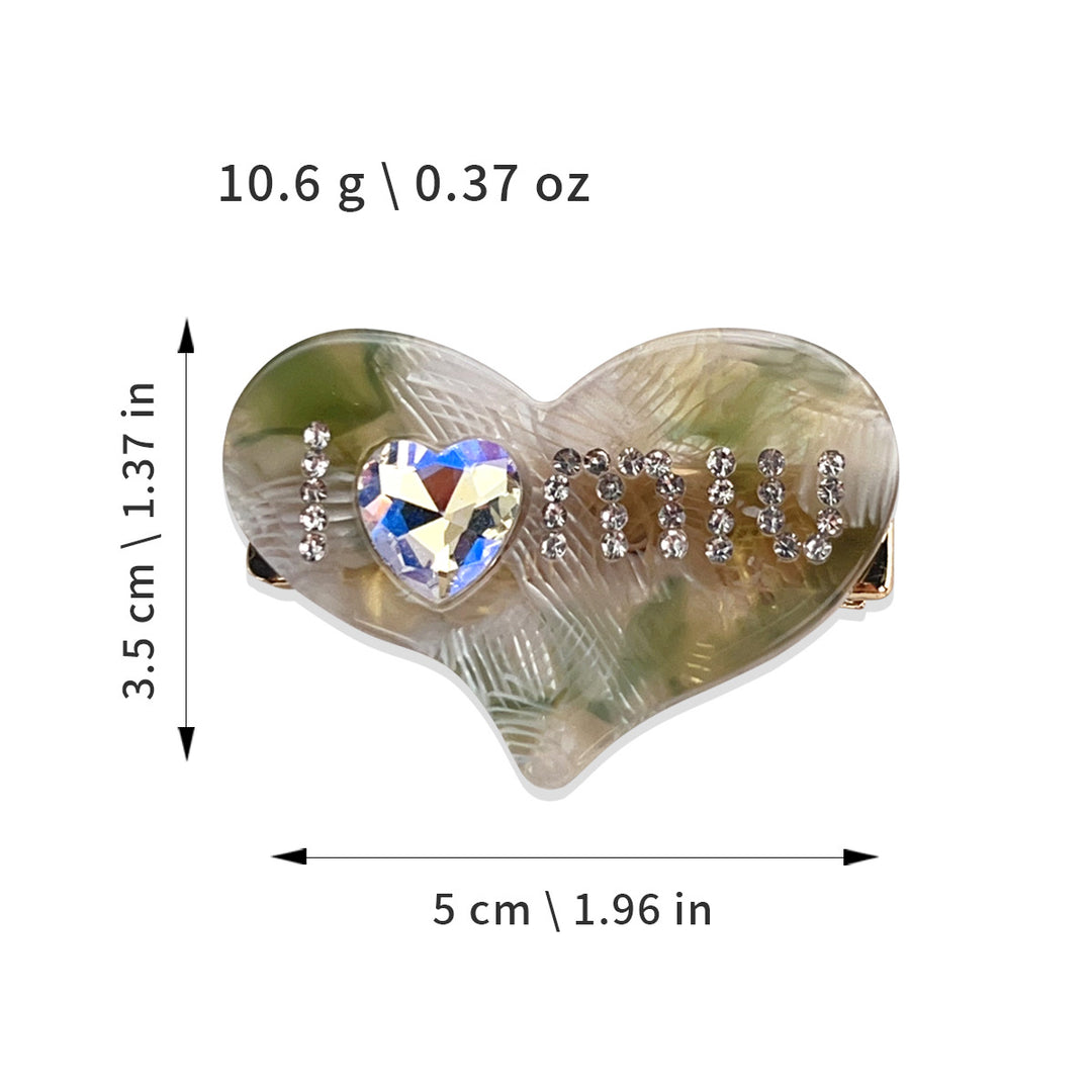 Valentine's Day heart-shaped diamond hair shark clip